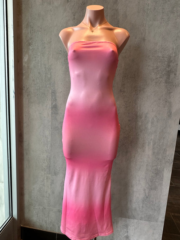 pink multi print mesh sun dress