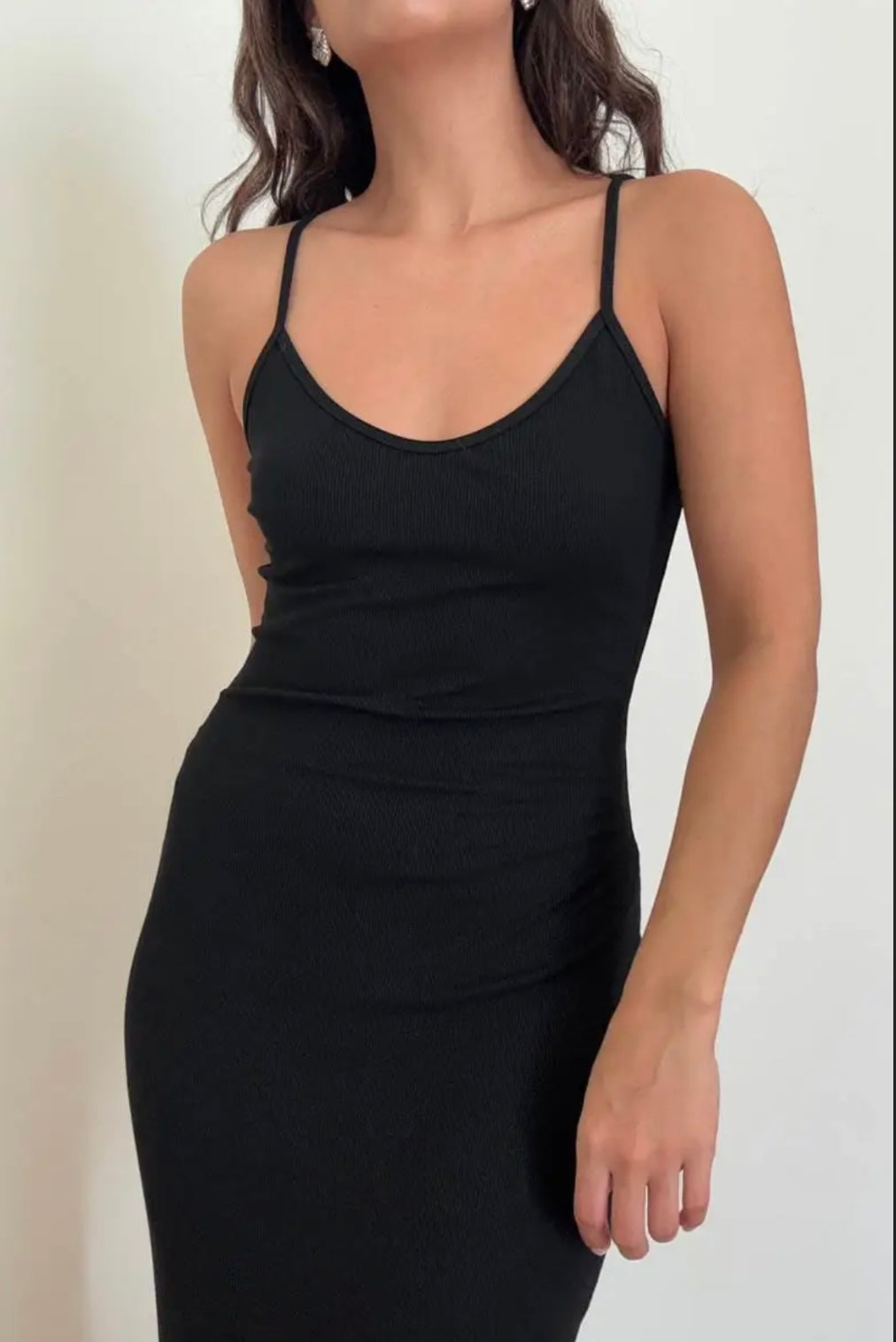 black racerback cami maxi dress
