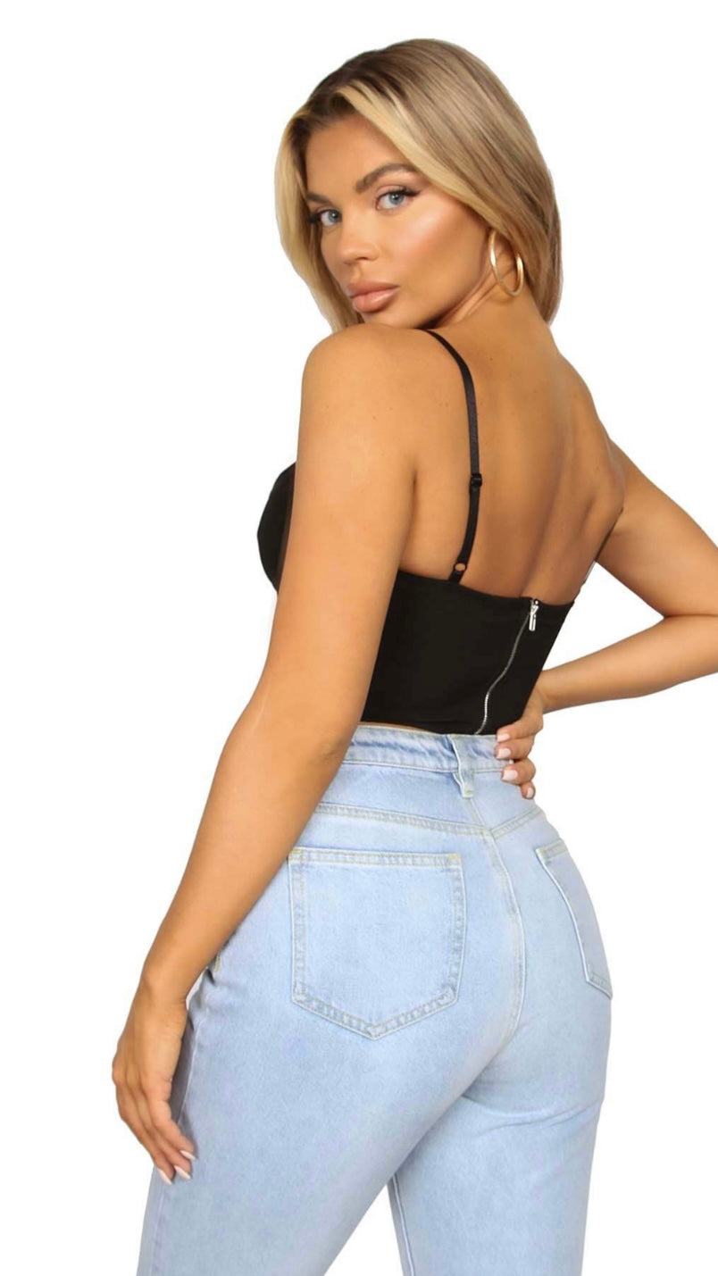 black bustier corset top