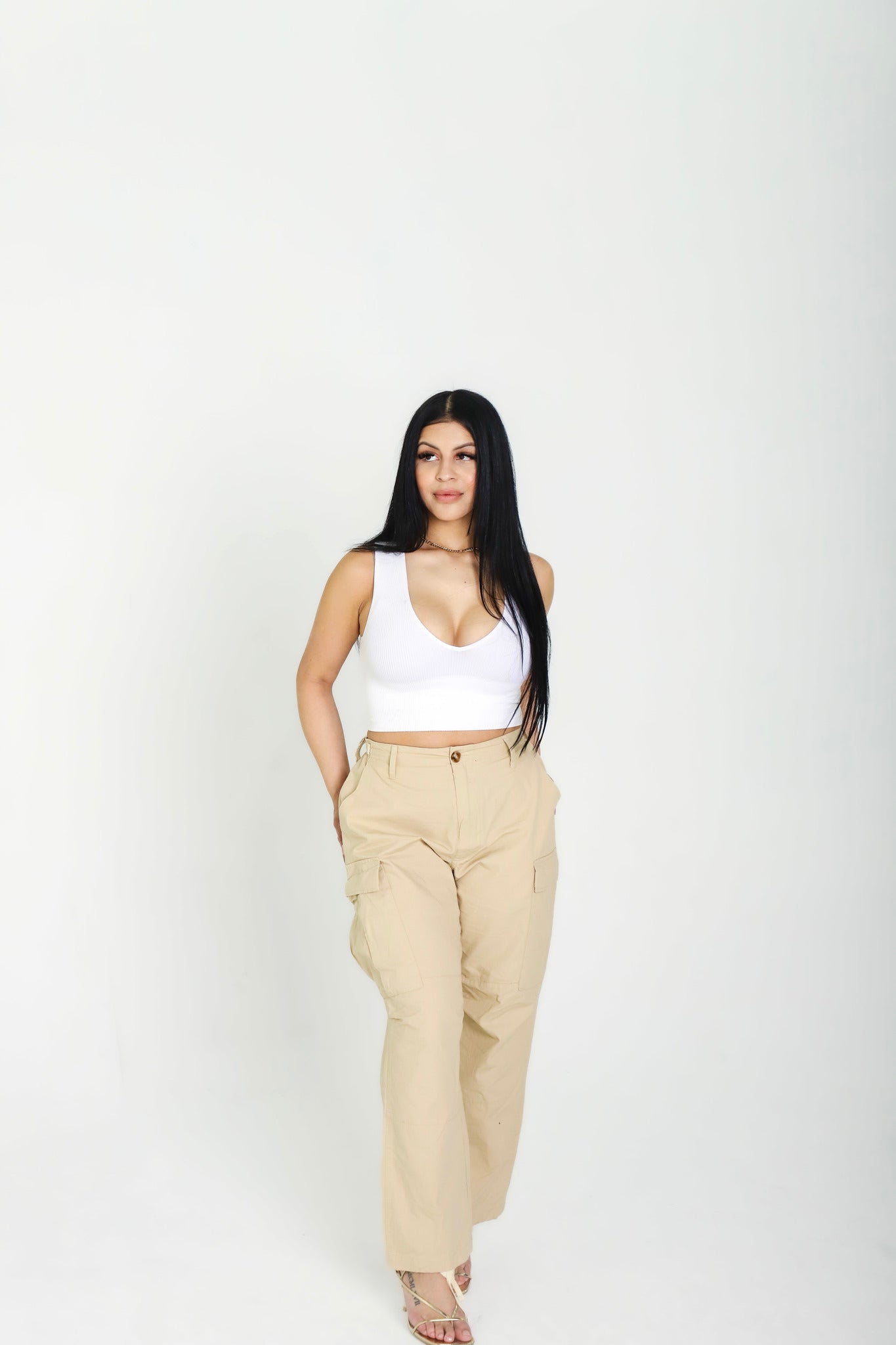 Cream Cargo Pants