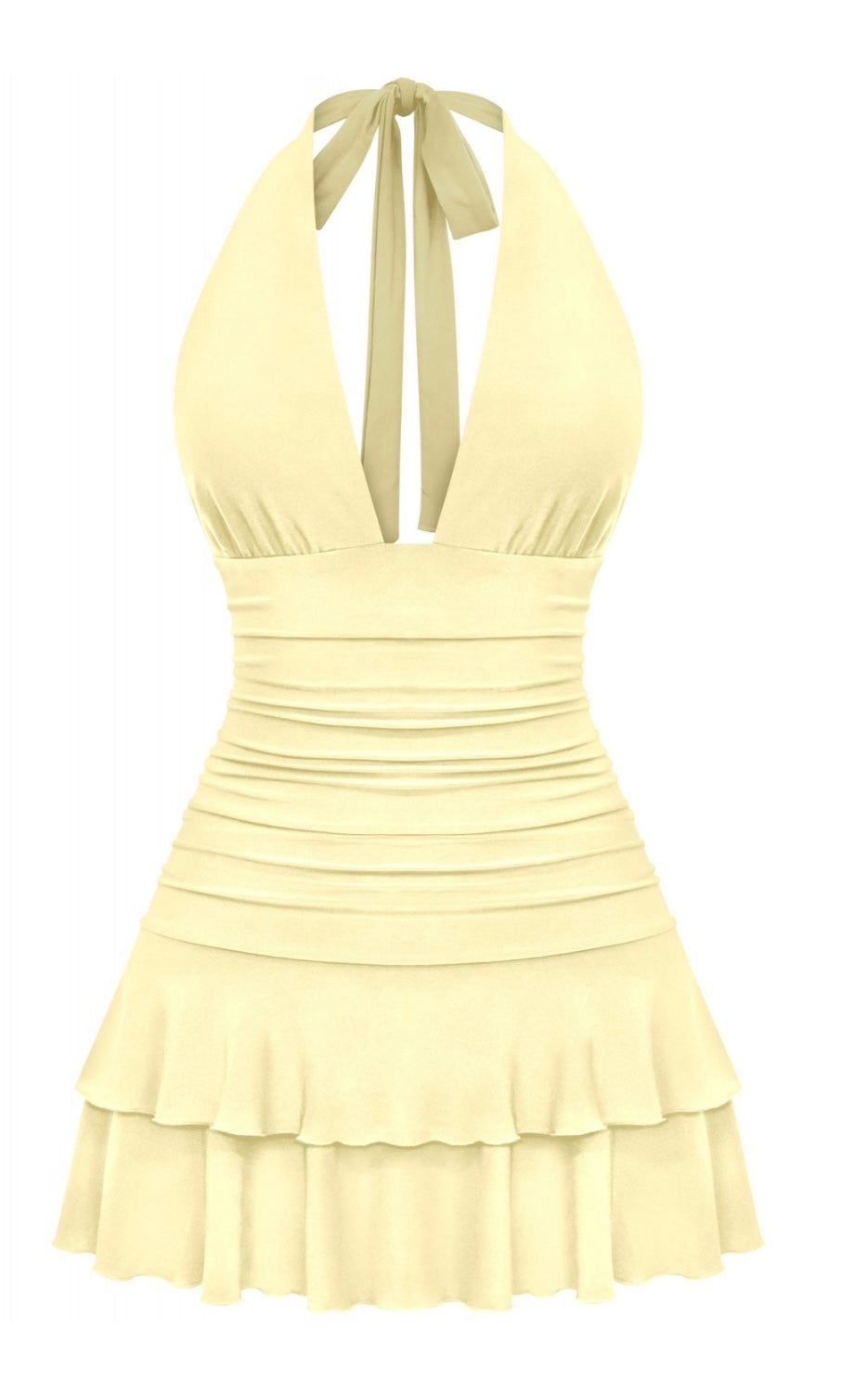 yellow halter ruffle mini dress – Doll House Los Angeles