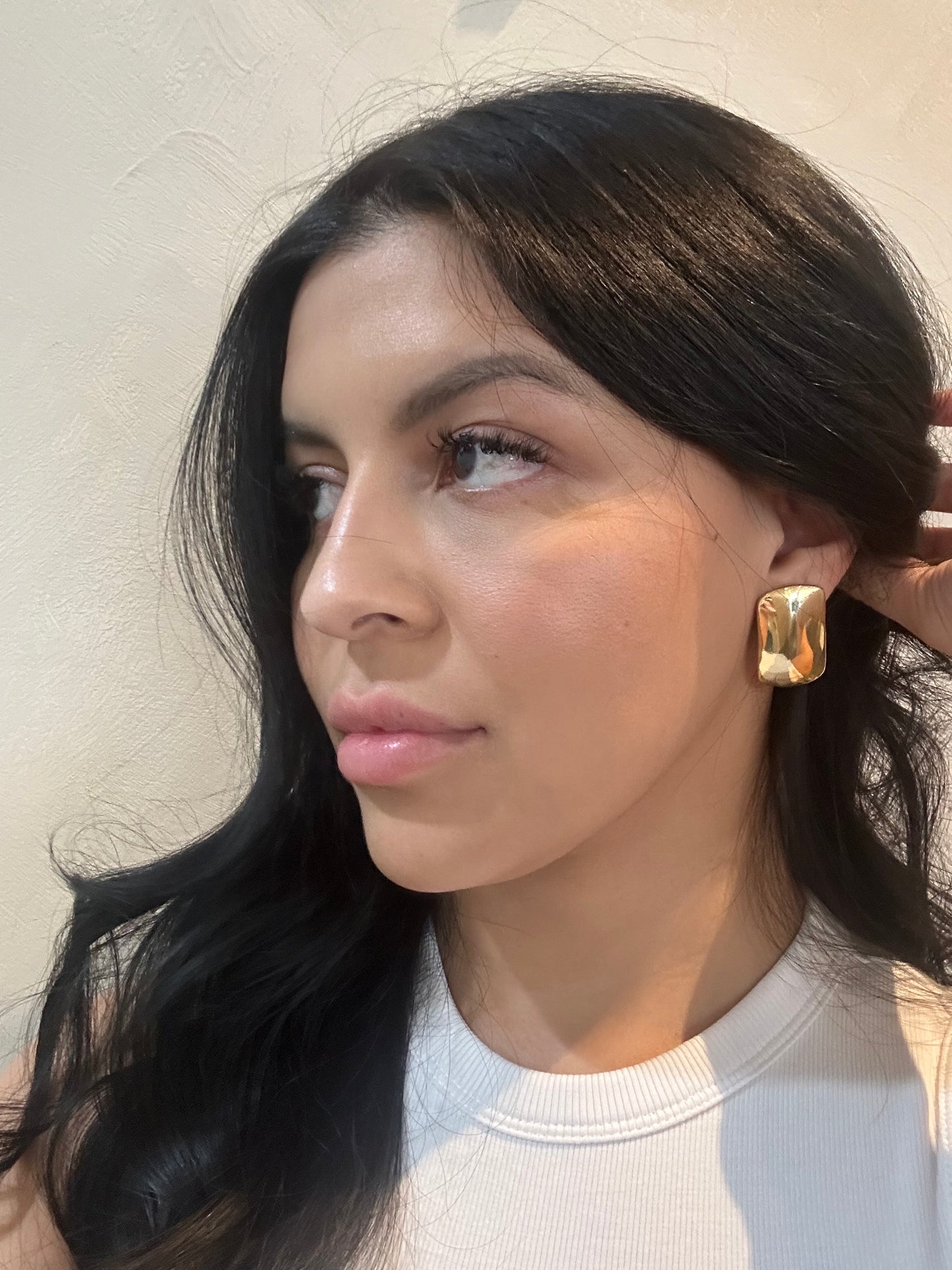 18k gold plated rectangle stud