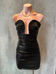 metallic black sleeveless mini dress