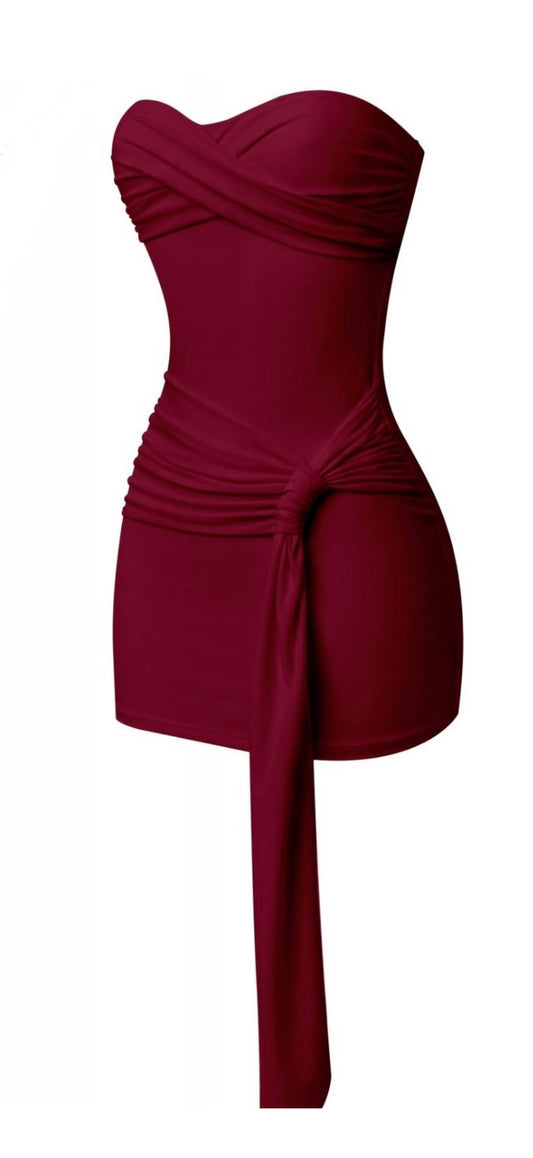 Sakura deep red mini dress