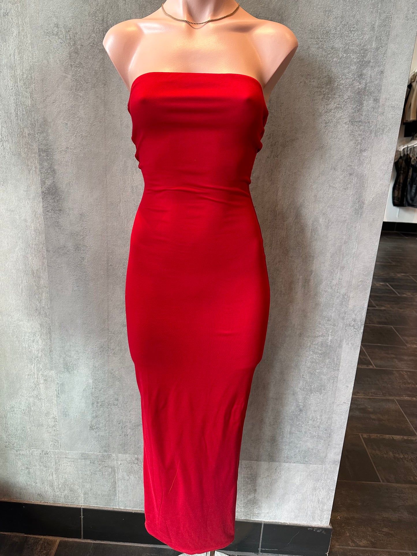 red bodycon tube dress Lace Up Front Ruched Bodycon Tube Dress, Red / XS