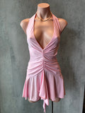pink Y2K open back mini dress