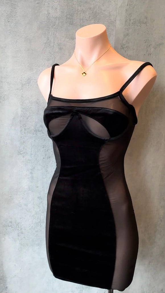 black velvet cami mini dress