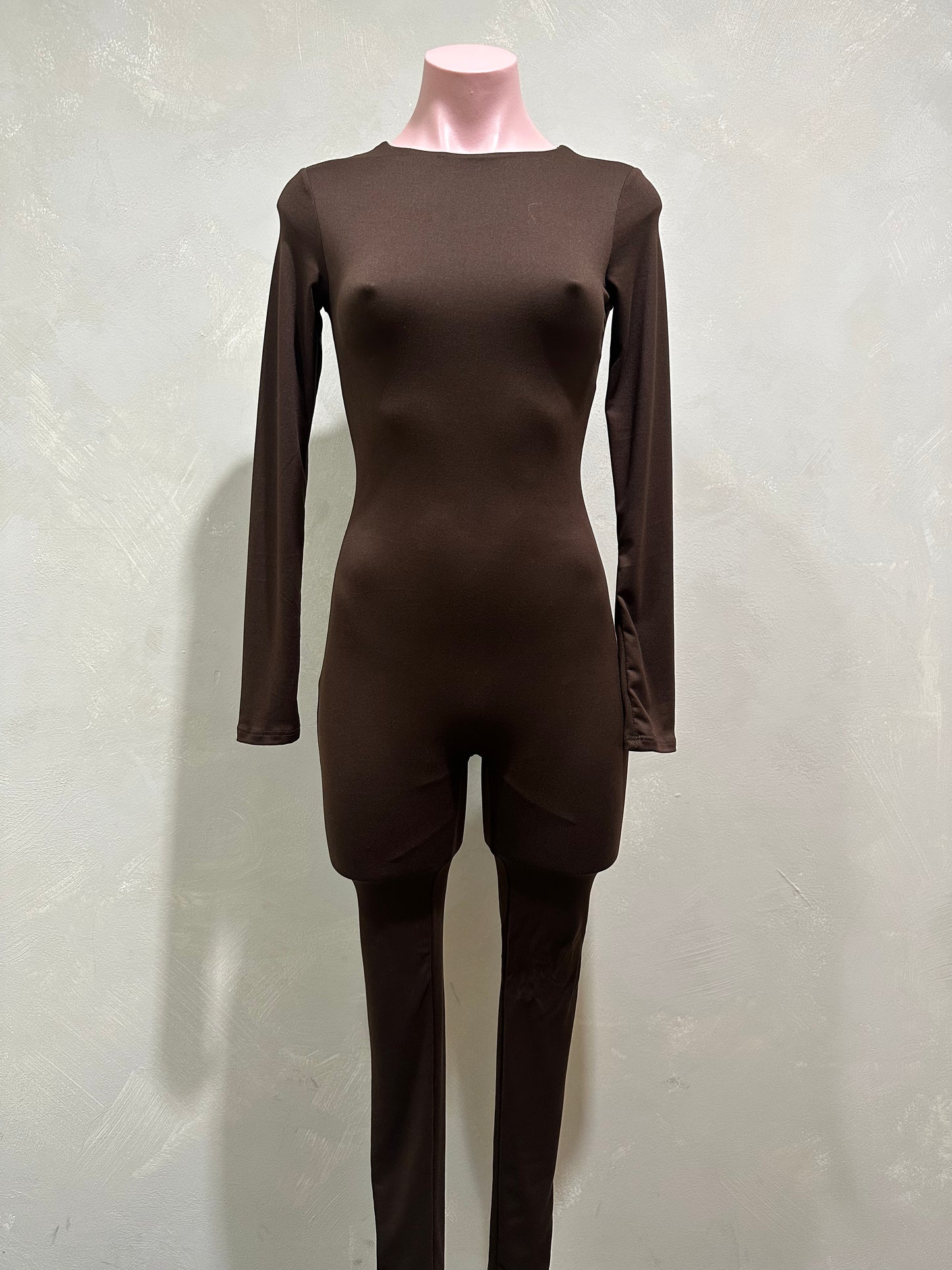 brown long sleeve jumpsuit