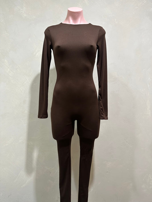 brown long sleeve jumpsuit