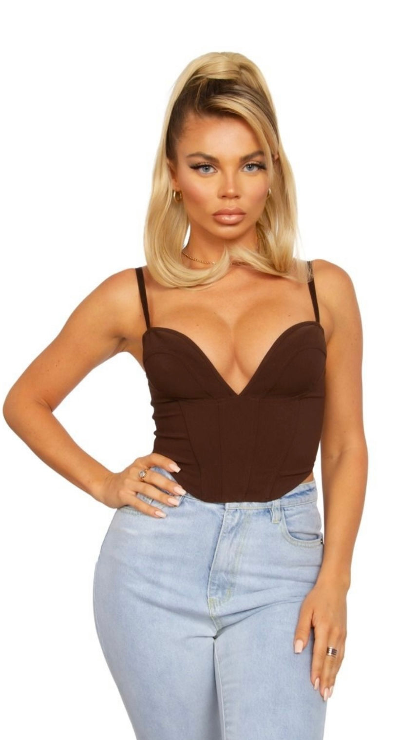 brown bustier corset top