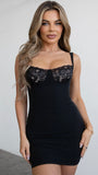 black lace bra mini dress