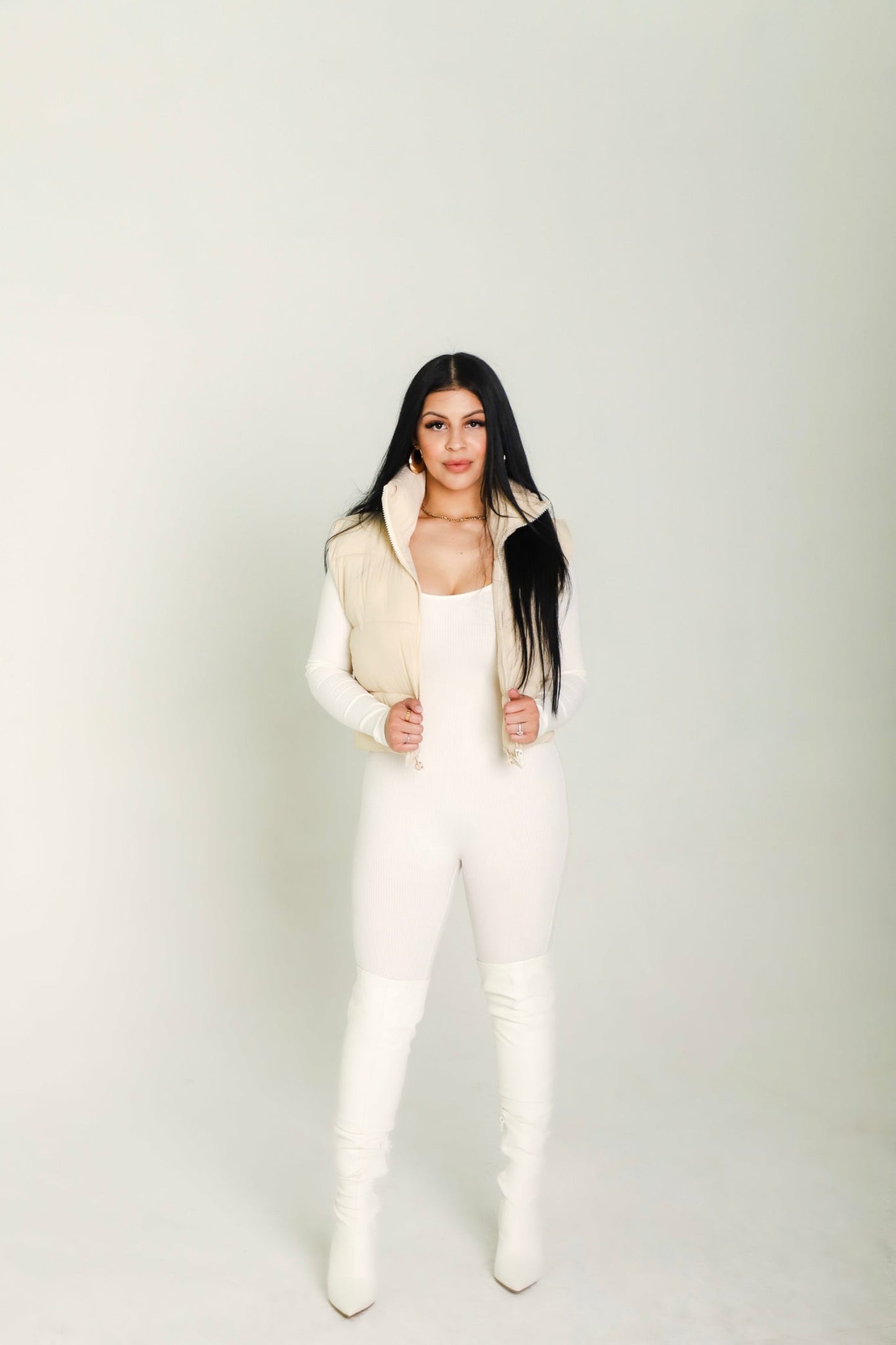 Cream Quilted Puffer Vest