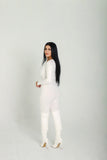 White Ribbed Snatched Jumpsuit