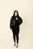 Black Quilted Faux Leather Jacket