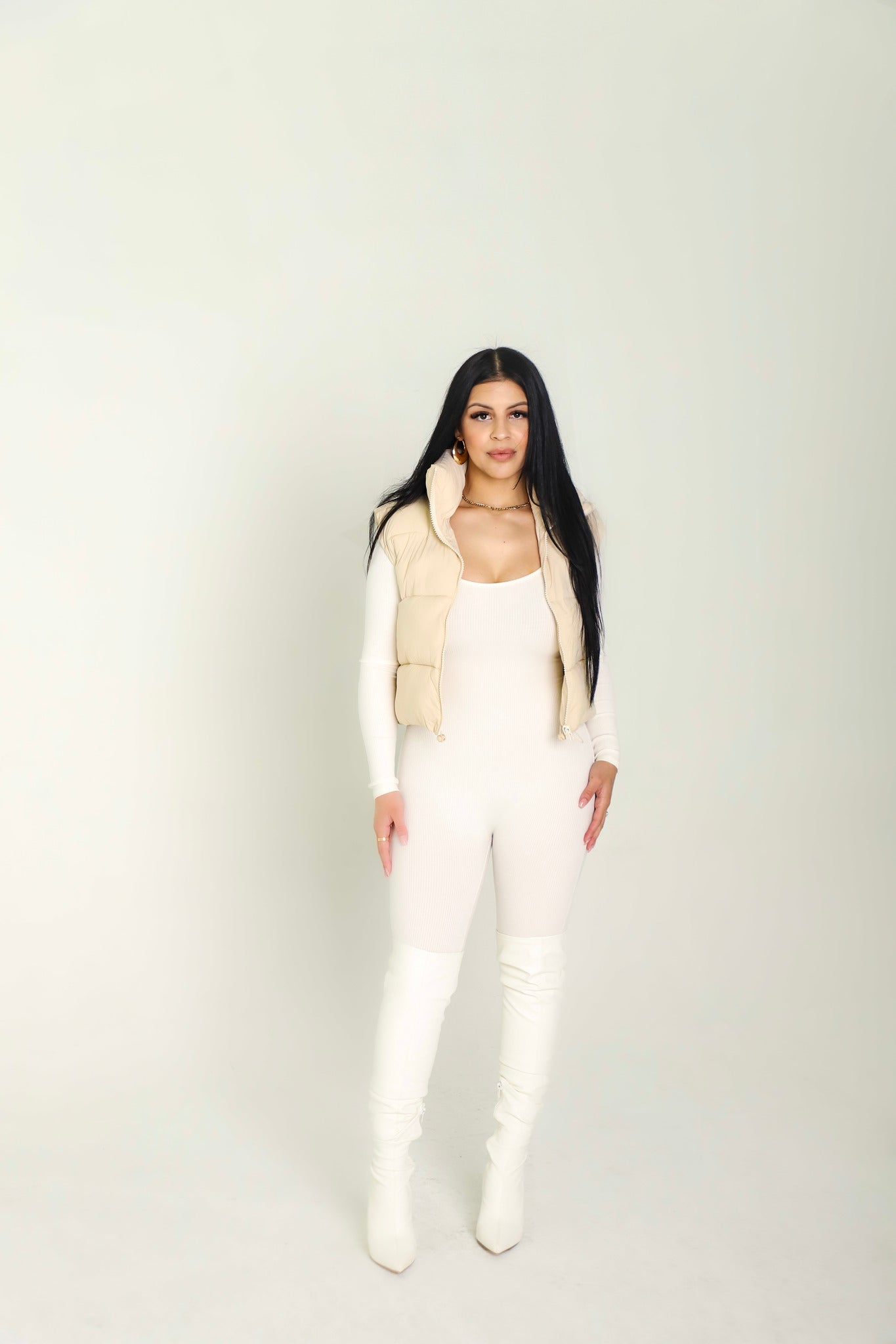 Cream Quilted Puffer Vest