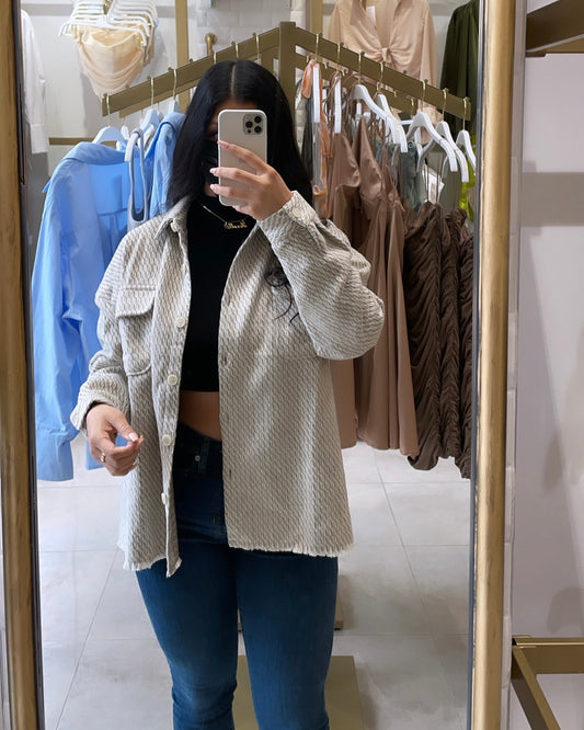 Cream Drop Shoulder Shacket